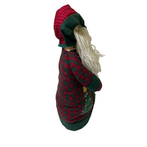 Handcrafted Vtg Christmas Santa Claus 17" Stuffed Fabric Figure Tree Reindeer - Picture 3 of 10